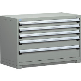 Rousseau Metal Inc. R5AHE-3003KD-071 Rousseau Metal Heavy Duty Modular Drawer Cabinet 5 Drawer Bench High 48"W - Light Gray image.