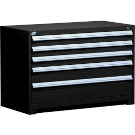 Rousseau Metal Inc. R5AHE-3003KD-091 Rousseau Metal Heavy Duty Modular Drawer Cabinet 5 Drawer Bench High 48"W - Black image.