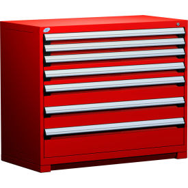 Rousseau Metal Inc. R5AHE-3801KD-081 Rousseau Metal® Heavy Duty Modular Cabinet, 7 Drawers, 48"W x 24"D x 40"H, Red image.