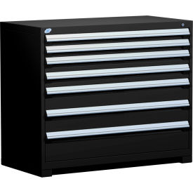 Rousseau Metal Inc. R5AHE-3801KD-091 Rousseau Metal® Heavy Duty Modular Cabinet, 7 Drawers, 48"W x 24"D x 40"H, Black image.