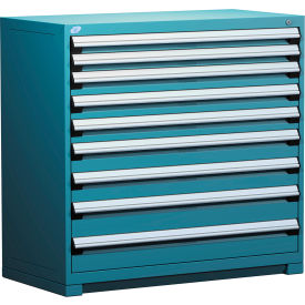 Rousseau Metal Inc. R5AHE-4405KD-051 Rousseau Metal Heavy Duty Modular Drawer Cabinet 9 Drawer Counter High 48"W - Everest Blue image.