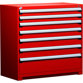 Rousseau Metal Inc. R5AHE-4407KD-081 Rousseau Metal® Heavy Duty Modular Cabinet, 7 Drawers, 48"W x 24"D x 46"H, Red image.