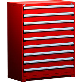 Rousseau Metal Inc. R5AHE-5813KD-081 Rousseau Metal Heavy Duty Modular Drawer Cabinet 9 Drawer Full Height 48"W - Red image.