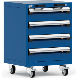 Rousseau Metal Inc. R5BCD-2801KD-055 Rousseau Metal® R5BCD-2801KD-055 Heavy Duty Modular Mobile Cabinet, 4 Drawers, Avalanche Blue image.