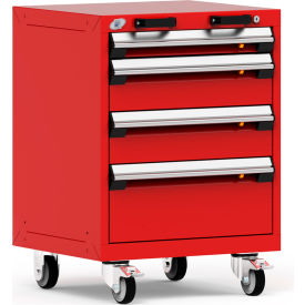 Rousseau Metal Inc. R5BCD-2803KD-081 Rousseau Metal® R5BCD-2803KD-081 Heavy Duty Modular Mobile Cabinet, 4 Drawers, Red image.