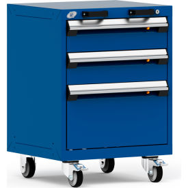 Rousseau Metal Inc. R5BCD-2805KD-055 Rousseau Metal 3 Drawer Heavy-Duty Mobile Modular Drawer Cabinet - 24"Wx21"Dx33-1/4"H Avalanche Blue image.