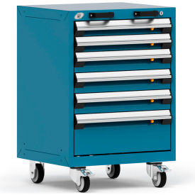 Rousseau Metal Inc. R5BCD-3051KD-051 Rousseau Metal 6 Drawer Heavy-Duty Mobile Modular Drawer Cabinet - 24"Wx21"Dx35-1/4"H Everest Blue image.