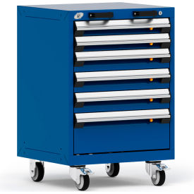 Rousseau Metal Inc. R5BCD-3051KD-055 Rousseau Metal 6 Drawer Heavy-Duty Mobile Modular Drawer Cabinet - 24"Wx21"Dx35-1/4"H Avalanche Blue image.
