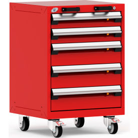Rousseau Metal Inc. R5BCD-3055KD-081 Rousseau Metal® R5BCD-3055KD-081 Heavy Duty Modular Mobile Cabinet, 5 Drawers, Red image.