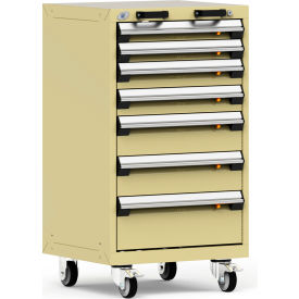 Rousseau Metal Inc. R5BCD-3851KD-051 Rousseau Metal 7 Drawer Heavy-Duty Mobile Modular Drawer Cabinet - 24"Wx21"Dx43-1/4"H Everest Blue image.