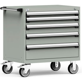 Rousseau Metal Inc. R5BEE-3003KD-071 Rousseau Metal® R5BEE-3003KD-071 Heavy Duty Modular Mobile Cabinet, 5 Drawers, Light Gray image.