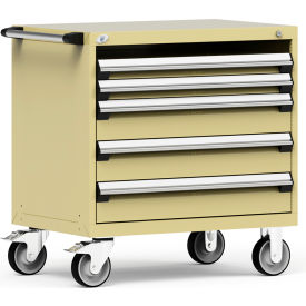 Rousseau Metal Inc. R5BEE-3015KD-041 Rousseau Metal 4 Drawer Heavy-Duty Mobile Modular Drawer Cabinet - 36"Wx24"Dx37-1/2"H Beige image.