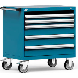 Rousseau Metal Inc. R5BEE-3015KD-051 Rousseau Metal 4 Drawer Heavy-Duty Mobile Modular Drawer Cabinet - 36"Wx24"Dx37-1/2"H Everest Blue image.