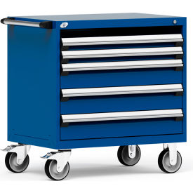 Rousseau Metal Inc. R5BEE-3015KD-055 Rousseau Metal 4 Drawer Heavy-Duty Mobile Modular Drawer Cabinet - 36"Wx24"Dx37-1/2"H Avalanche Blue image.