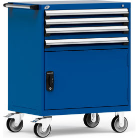 Rousseau Metal Inc. R5BEE-3805KD-055 Rousseau Metal 4 Drawer Heavy-Duty Mobile Modular Drawer Cabinet - 36"Wx24"Dx45-1/2"H Avalanche Blue image.