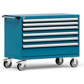 Rousseau Metal Inc. R5BHE-3001KD-051 Rousseau Metal 6 Drawer Heavy-Duty Mobile Modular Drawer Cabinet - 48"Wx24"Dx37-1/2"H Everest Blue image.