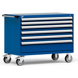 Rousseau Metal Inc. R5BHE-3001KD-055 Rousseau Metal 6 Drawer Heavy-Duty Mobile Modular Drawer Cabinet - 48"Wx24"Dx37-1/2"H Avalanche Blue image.