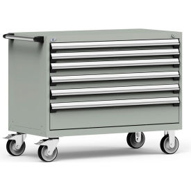 Rousseau Metal Inc. R5BHE-3001KD-071 Rousseau Metal 6 Drawer Heavy-Duty Mobile Modular Drawer Cabinet - 48"Wx24"Dx37-1/2"H Light Gray image.