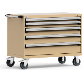 Rousseau Metal Inc. R5BHE-3003KD-041 Rousseau Metal® R5BHE-3003KD-041 Heavy Duty Modular Mobile Cabinet, 5 Drawers, Beige image.