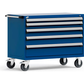 Rousseau Metal Inc. R5BHE-3003KD-055 Rousseau Metal® R5BHE-3003KD-055 Heavy Duty Modular Mobile Cabinet, 5 Drawers, Avalanche Blue image.