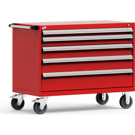 Rousseau Metal Inc. R5BHE-3003KD-081 Rousseau Metal® R5BHE-3003KD-081 Heavy Duty Modular Mobile Cabinet, 5 Drawers, Red image.
