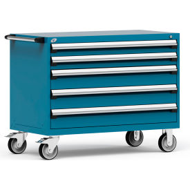 Rousseau Metal Inc. R5BHE-3009KD-051 Rousseau Metal® R5BHE-3009KD-051 Heavy Duty Modular Mobile Cabinet, 5 Drawers, Everest Blue image.