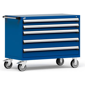 Rousseau Metal Inc. R5BHE-3009KD-055 Rousseau Metal® R5BHE-3009KD-055 Heavy Duty Modular Mobile Cabinet, 5 Drawers, Avalanche Blue image.