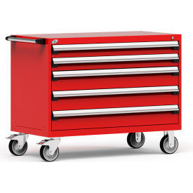 Rousseau Metal Inc. R5BHE-3009KD-081 Rousseau Metal® R5BHE-3009KD-081 Heavy Duty Modular Mobile Cabinet, 5 Drawers, Red image.