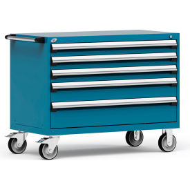 Rousseau Metal Inc. R5BHE-3011KD-051 Rousseau Metal® R5BHE-3011KD-051 Heavy Duty Modular Mobile Cabinet, 5 Drawers, Everest Blue image.