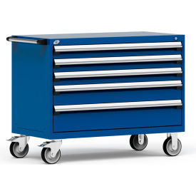 Rousseau Metal Inc. R5BHE-3011KD-055 Rousseau Metal® R5BHE-3011KD-055 Heavy Duty Modular Mobile Cabinet, 5 Drawers, Avalanche Blue image.