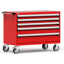 Rousseau Metal Inc. R5BHE-3011KD-081 Rousseau Metal® R5BHE-3011KD-081 Heavy Duty Modular Mobile Cabinet, 5 Drawers, Red image.