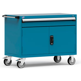 Rousseau Metal Inc. R5BHE-3013KD-051 Rousseau Metal 1 Drawer Heavy-Duty Mobile Modular Drawer Cabinet - 48"Wx24"Dx37-1/2"H Everest Blue image.