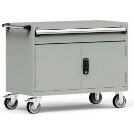Rousseau Metal Inc. R5BHE-3013KD-071 Rousseau Metal 1 Drawer Heavy-Duty Mobile Modular Drawer Cabinet - 48"Wx24"Dx37-1/2"H Light Gray image.
