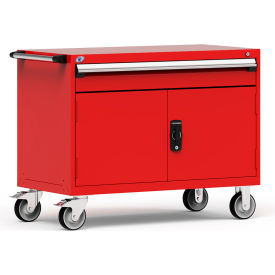 Rousseau Metal Inc. R5BHE-3013KD-081 Rousseau Metal 1 Drawer Heavy-Duty Mobile Modular Drawer Cabinet - 48"Wx24"Dx37-1/2"H Red image.