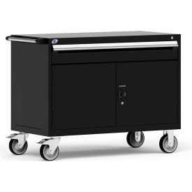 Rousseau Metal Inc. R5BHE-3013KD-091 Rousseau Metal 1 Drawer Heavy-Duty Mobile Modular Drawer Cabinet - 48"Wx24"Dx37-1/2"H Black image.