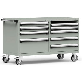 Rousseau Metal Inc. R5DHG-3009KD-071 Rousseau 8 Drawer Heavy-Duty Double Mobile Modular Drawer Cabinet - 48"Wx27"Dx37-1/2"H Light Gray image.