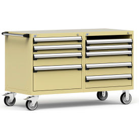 Rousseau Metal Inc. R5DKG-3009KD-041 Rousseau 8 Drawer Heavy-Duty Double Mobile Modular Drawer Cabinet - 60"Wx27"Dx37-1/2"H Beige image.