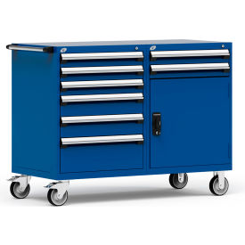 Rousseau Metal Inc. R5DKG-3801KD-055 Rousseau 8 Drawer Heavy-Duty Double Mobile Modular Drawer Cabinet -60"Wx27"Dx45-1/2"H Avalanche Blue image.