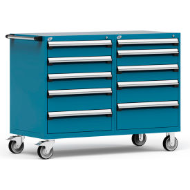 Rousseau Metal Inc. R5DKG-3807KD-051 Rousseau 10 Drawer Heavy-Duty Double Mobile Modular Drawer Cabinet - 60"Wx27"Dx45-1/2"H Everest Blue image.