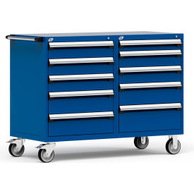 Rousseau Metal Inc. R5DKG-3807KD-055 Rousseau 10 Drawer Heavy-Duty Double Mobile Modular Drawer Cabinet - 60"x27"x45-1/2" Avalanche Blue image.