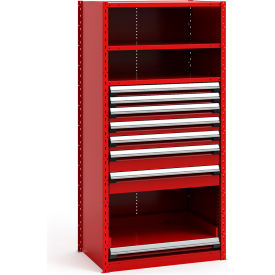 Rousseau Metal Inc. R5SEE-754809 _081 Rousseau Metal Steel Shelving 37-5/8"Wx24"Dx75"H Closed 4 Shelf 7 Drawer Red image.