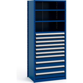Rousseau Metal Inc. R5SEE-874805 _055 Rousseau Metal Steel Shelving 37-5/8"Wx24"Dx87"H Closed 5 Shelf 10 Drawer Avalanche Blue image.