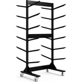 Rousseau Metal Inc. WMA3512 _091 Double Sided Stock Rack 45"Wx42"Dx91"H Mobile 6 Level Black image.