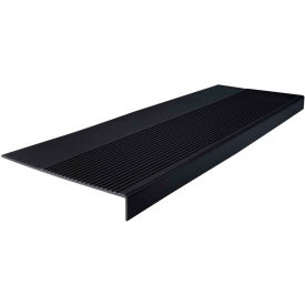 Roppe Corporation 48801P100 Rubber Light Duty Ribbed Stair Tread Square Nose 12.25" x 48" Black image.