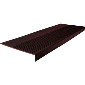 Roppe Corporation 60802P110 Rubber Light Duty Ribbed Stair Tread Square Nose 12.25" x 60" Brown image.