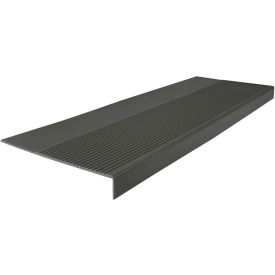 Roppe Corporation 72802P193 Rubber Light Duty Ribbed Stair Tread Square Nose 12.25" x 72" Black Brown image.