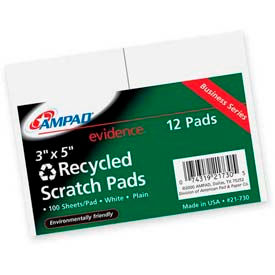 Ampad Corporation 21730 Esselte® Evidence Glue Top Scratch Pads, 3" x 5", White, 100 Sheets/Pad, 12 Pads/Pack image.