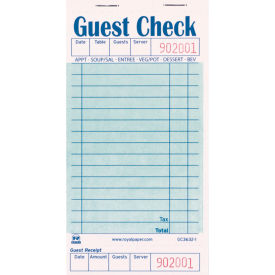 AmerCareRoyal® Paper Guest Check Book 6-11/16"L x 3-1/2"H Green Pack of 50