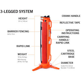 Ideal Warehouse RapidRoll™ Portable Barrier 3-Legged System, 50 Safety Orange Fencing 70-7000 Ideal Warehouse RapidRoll™ Portable Barrier 3-Legged System, 50 Safety Orange Fencing 70-7000