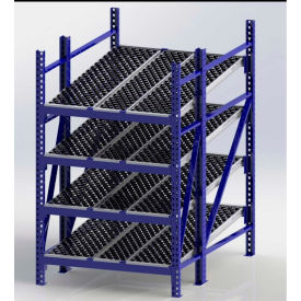 UNEX Manufacturing, Inc. RR99S2W4X6-S UNEX RR99S2W4X6-S Gravity Flow Roller Rack with Wheel Bed Starter 48"W x 72"D x 84"H with 4 Levels image.